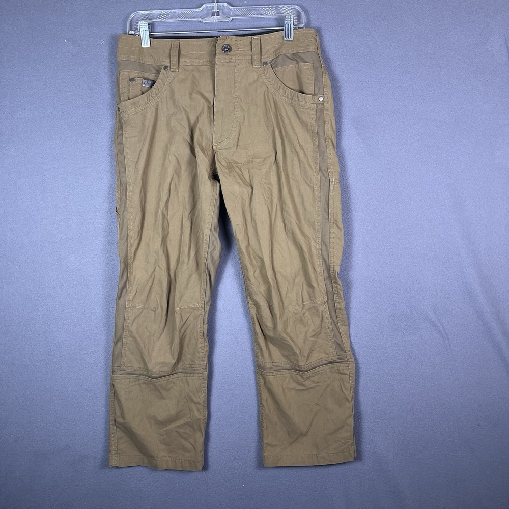 Kuhl Radikl Pants Brown Stretch Canvas Outdoor Hiking Mens 32x30 (actual 32x25)